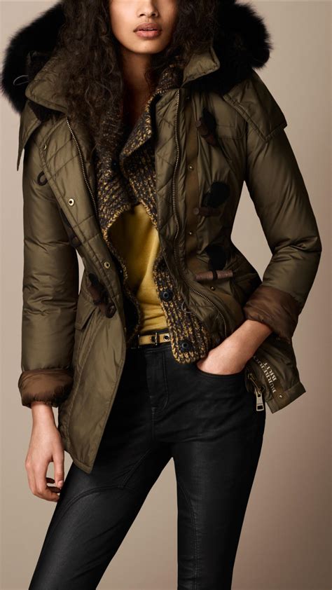 burberry brit benley fur-trim quilted jacket